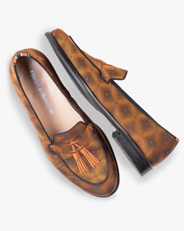 Loafer brown textile with print