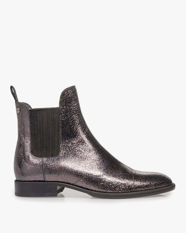 Silver-coloured Chelsea boot metallic print