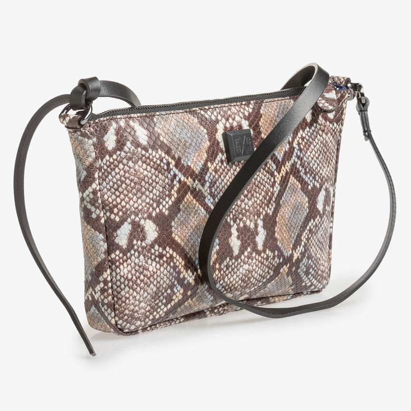 Brown and white bag snake print