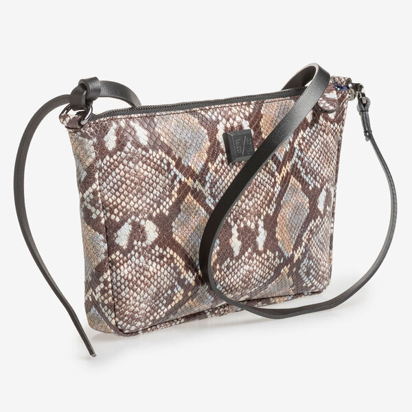 Brown and white bag snake print