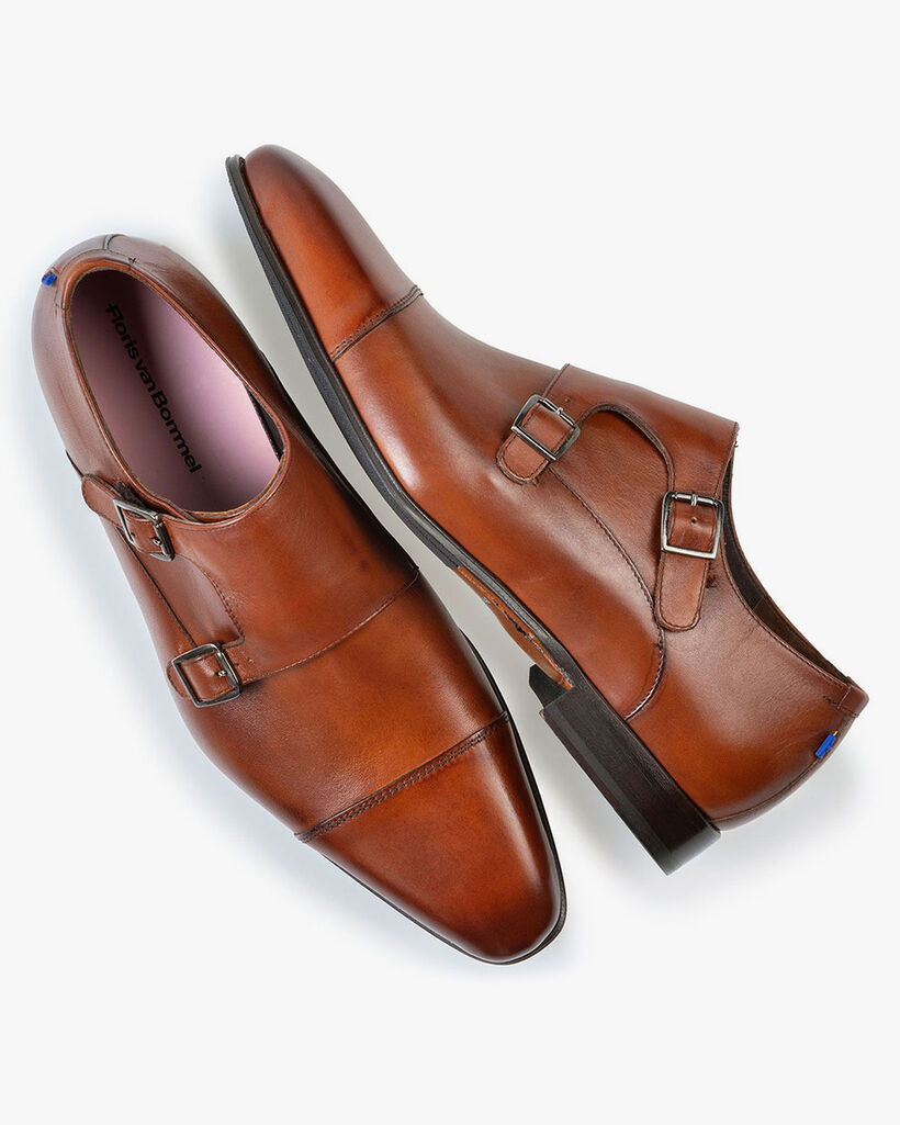 Buckle shoe calf leather cognac