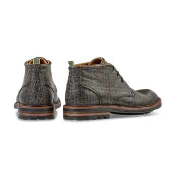 Lace boot printed leather taupe