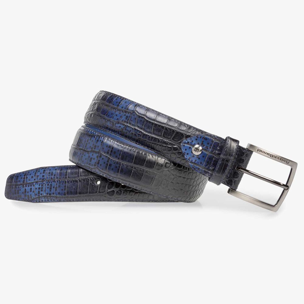 Premium blue croco leather belt