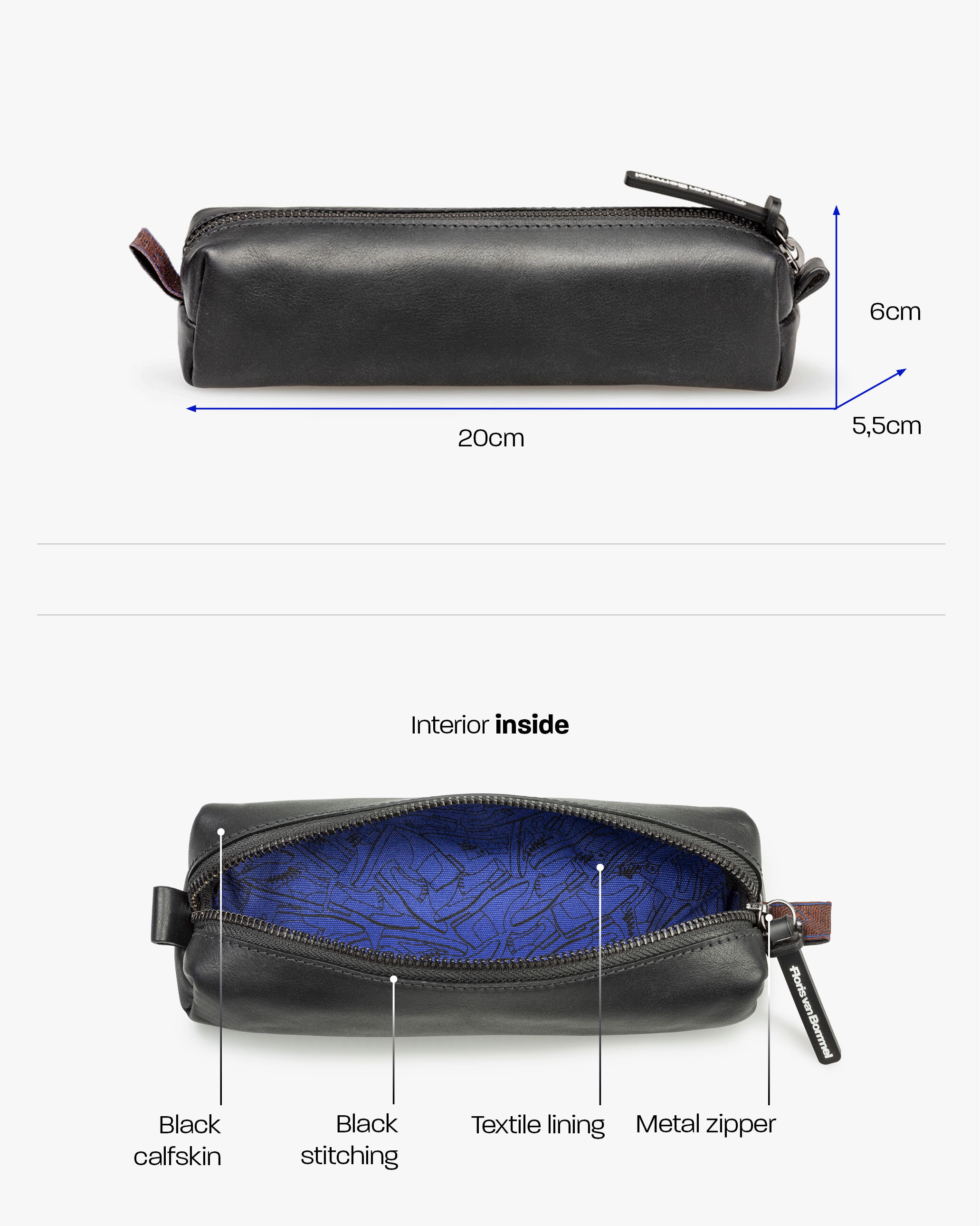 Pencil pounch leather black GFX-10002-10-01 | Floris van Bommel