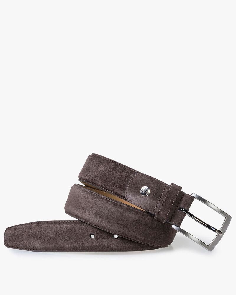 Belt suede leather dark brown