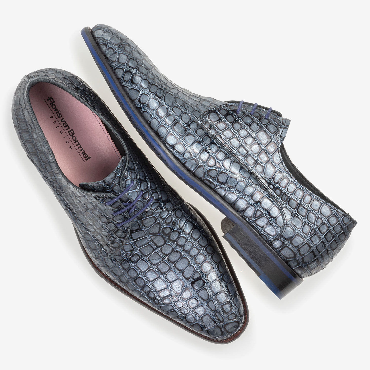 Lace shoe metallic blue SFM-30201-40-01 | Floris van Bommel®