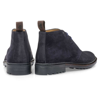 Dark blue suede leather lace boot