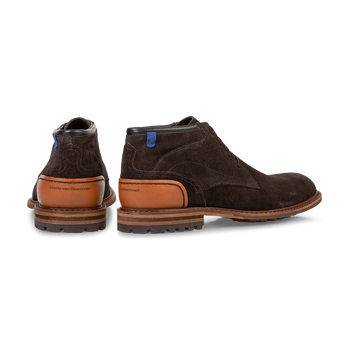 Lace boot suede dark brown