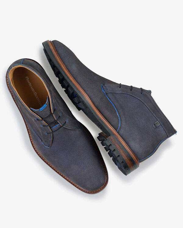 Lace boot nubuck leather dark blue