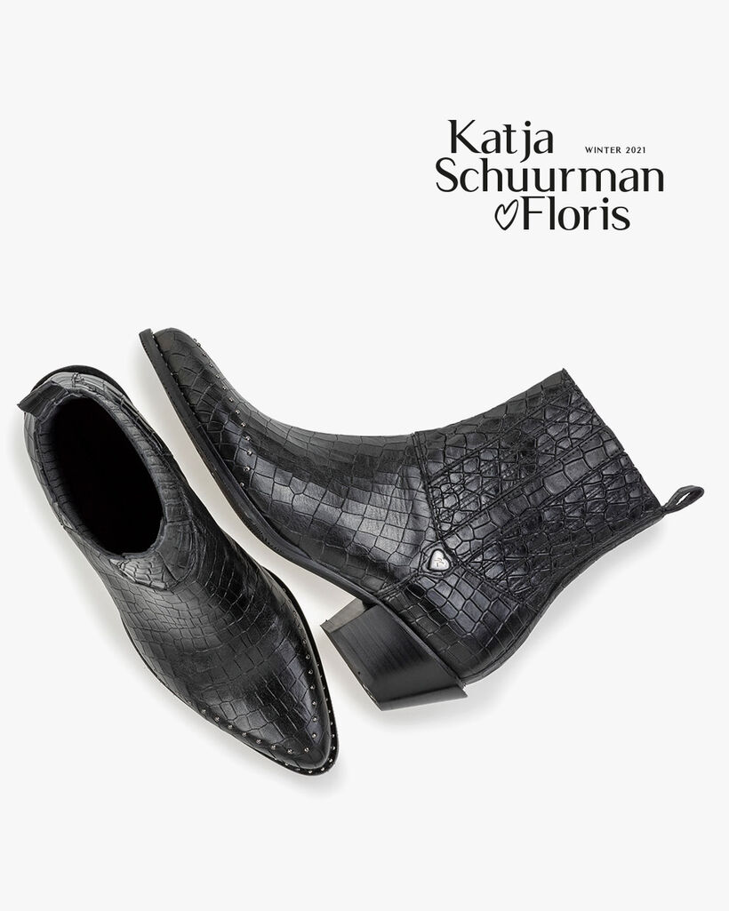 Chelsea boot reptile print black