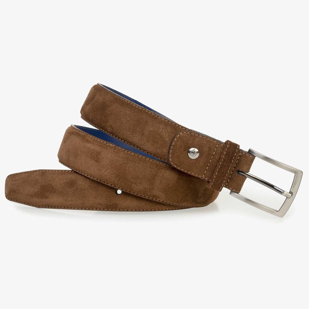 Brown calf suede leather belt
