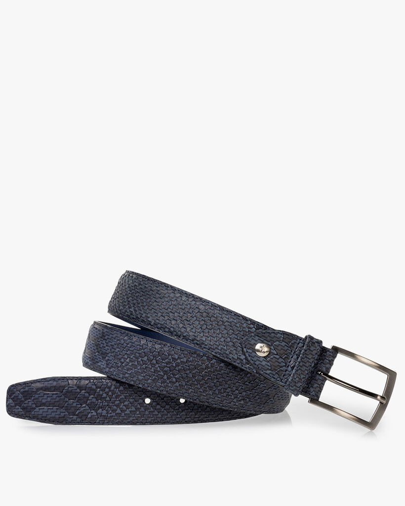 Belt nubuck leather dark blue