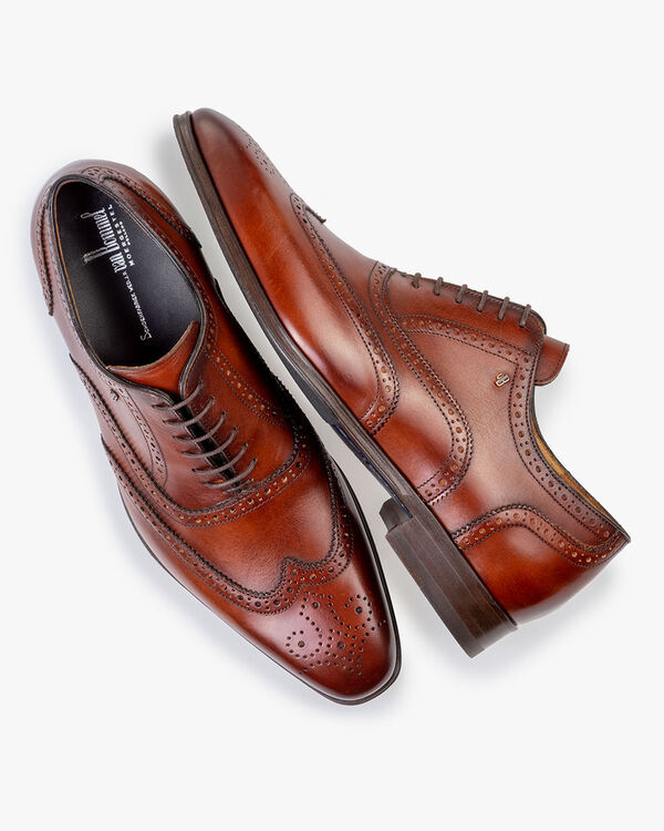 Lace shoe calf leather dark cognac