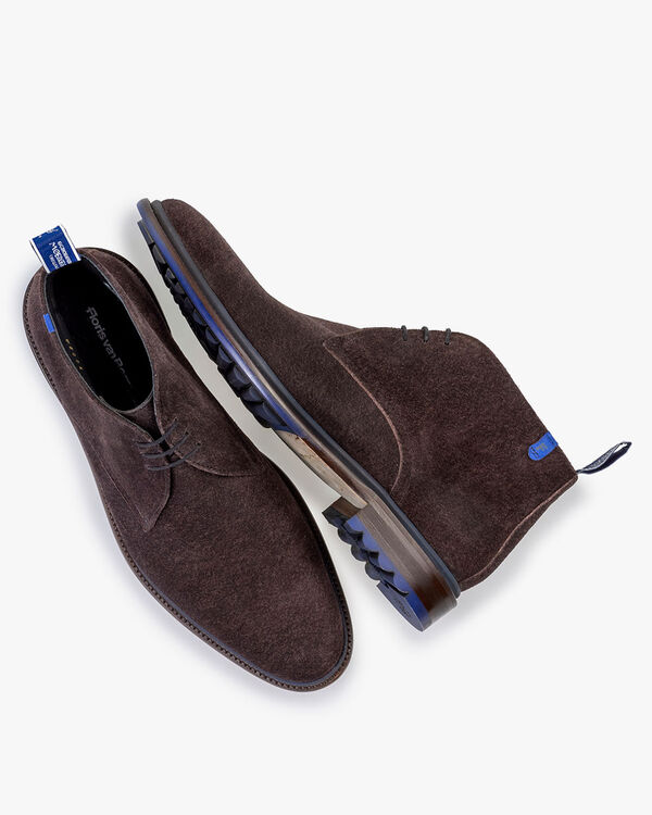 Lace boot suede dark brown