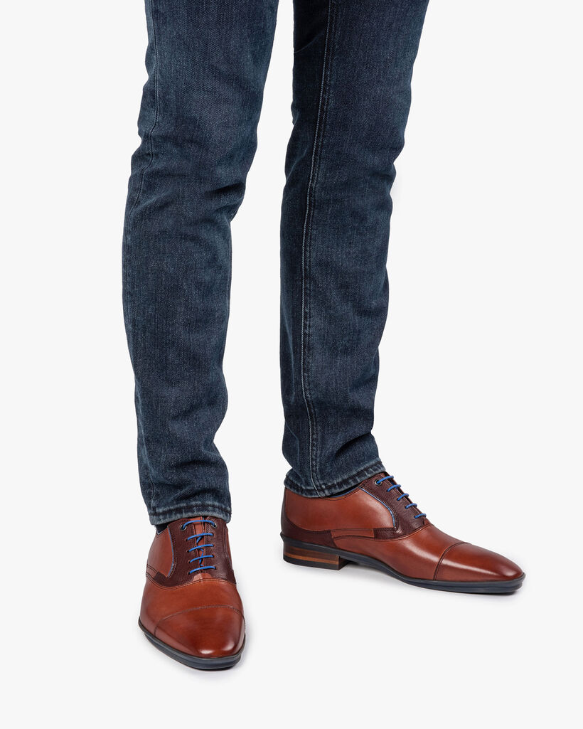 Lace shoe calf leather cognac