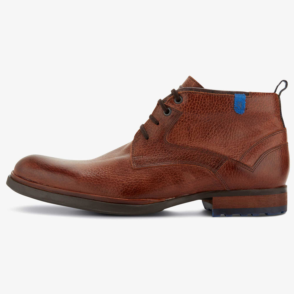 Floris van Bommel cognac leather men’s lace boot 
