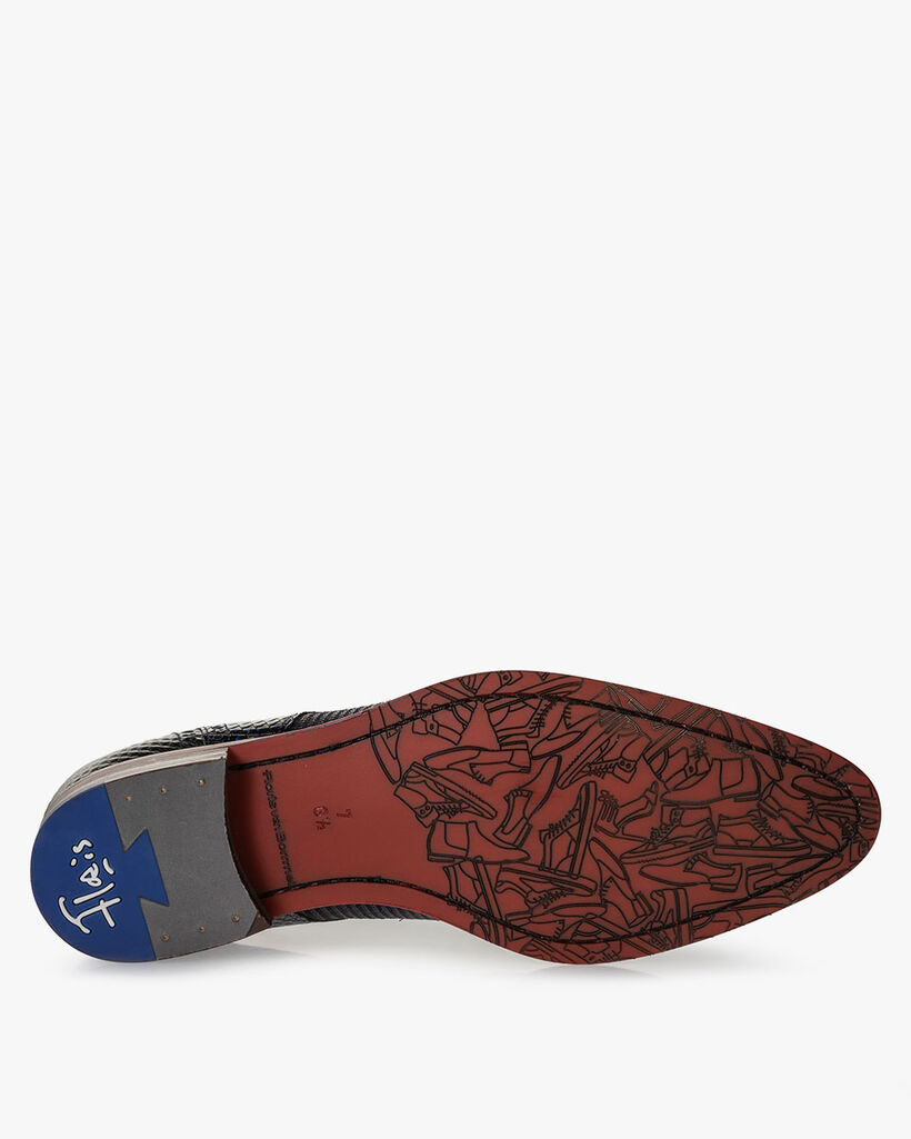 Lace shoe printed suede blue
