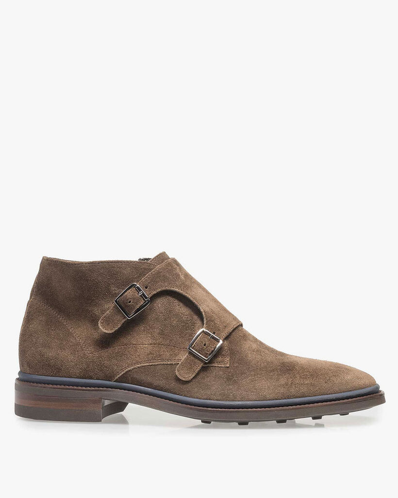 Taupe-coloured suede monk strap