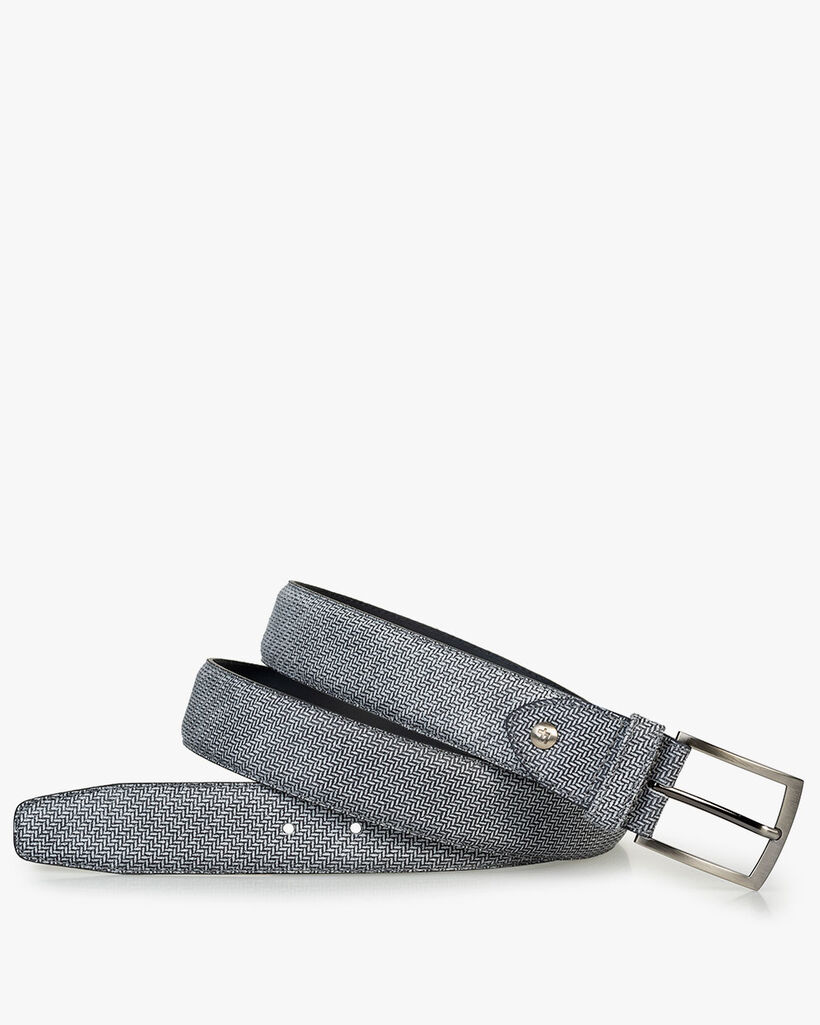 Belt suede leather black/white