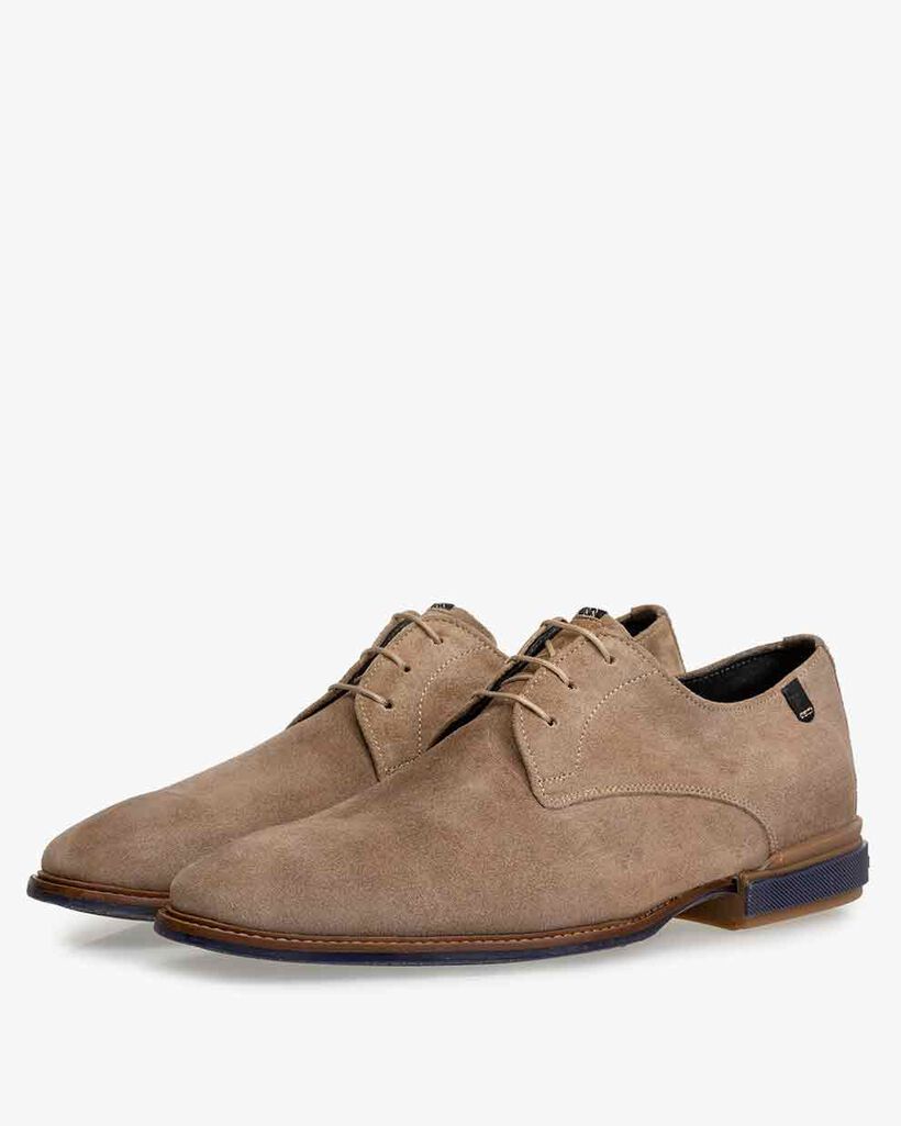 Lace shoe sand-coloured suede leather