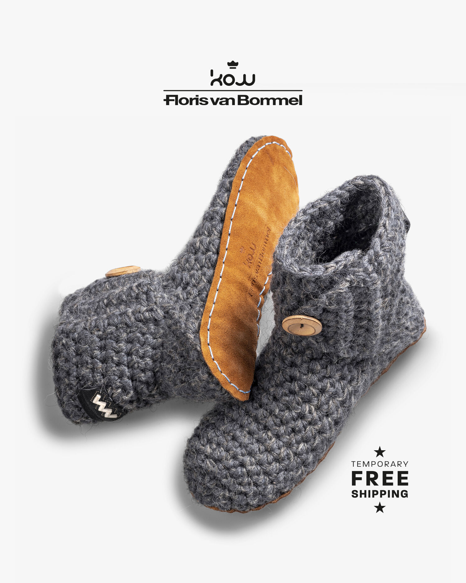 Kingdom of Wow home slippers dark grey | Floris van Bommel®