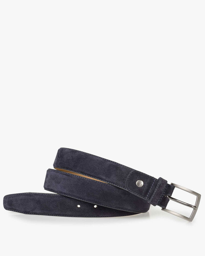 Dark blue suede leather belt