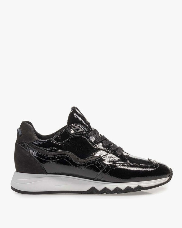 Black patent leather sneaker