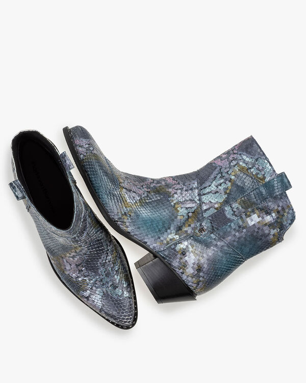 Boot printed leather blue