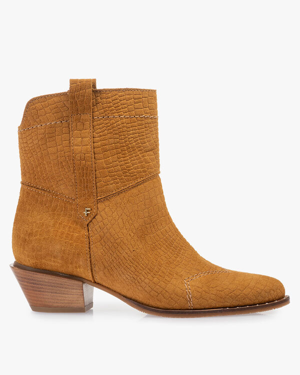 Boot printed suede leather cognac