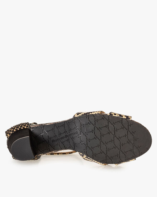 Sandal printed leather black & white