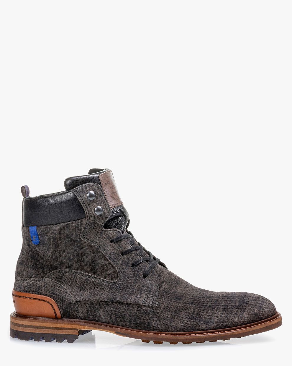 Lace boot suede dark grey SFM-50087-31-04 | Floris van Bommel®
