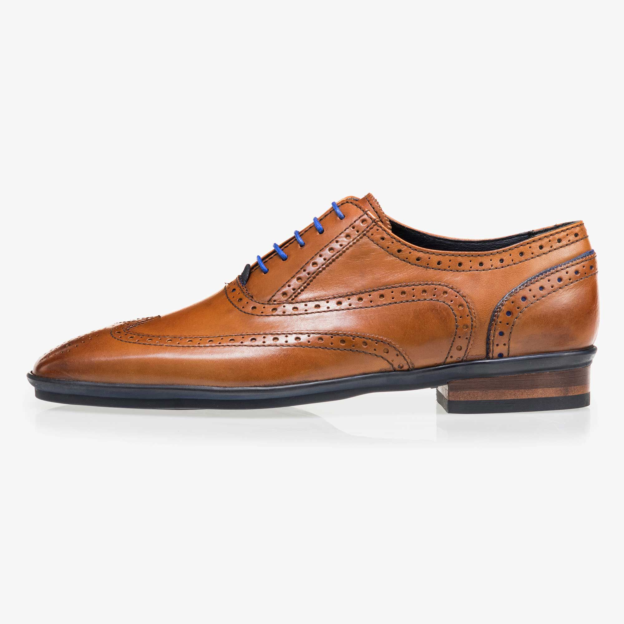 Cognac coloured brogue leather lace shoe Floris van Bommel