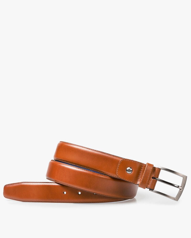 Belt calf leather cognac