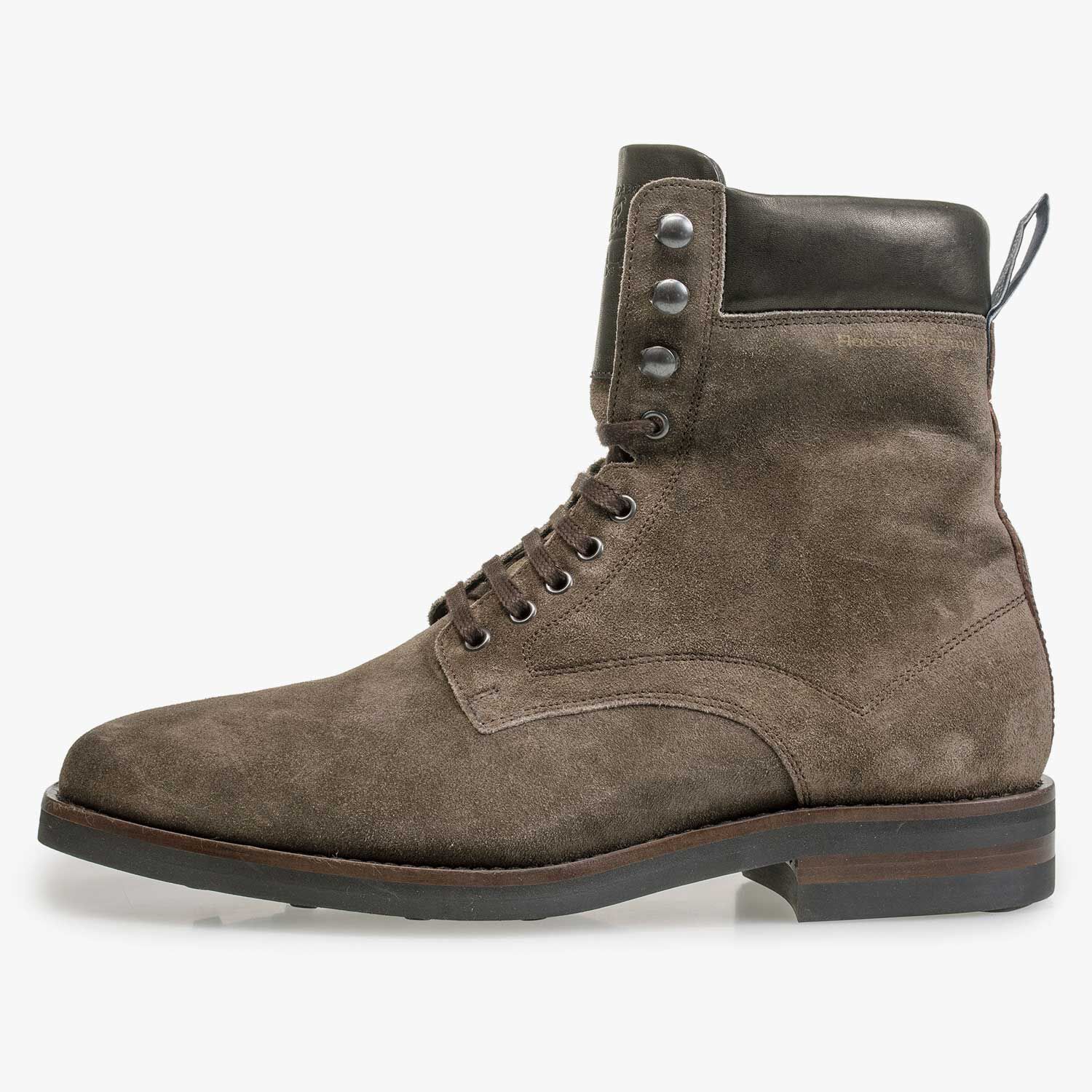 High washed suede leather lace boot 