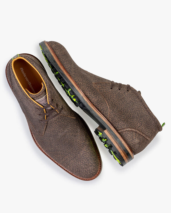 Lace boot printed leather brown