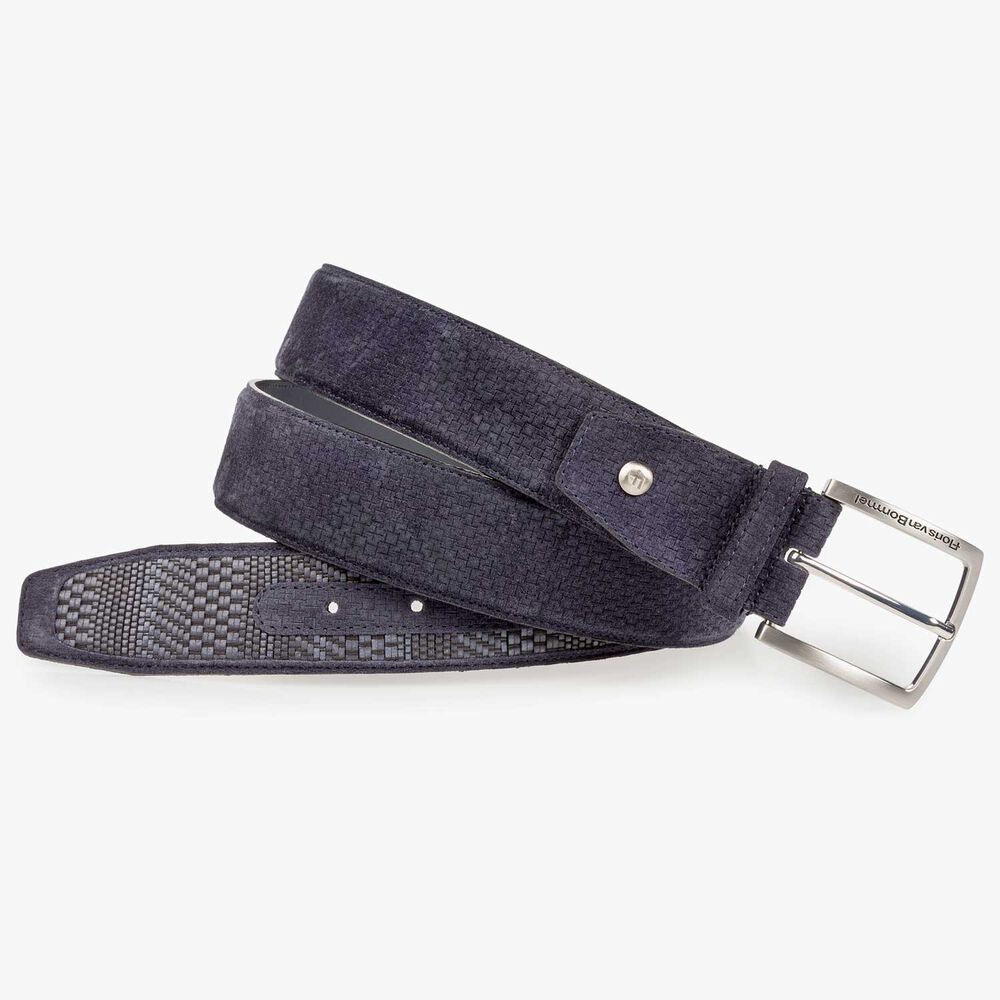 Dark blue belt with a braided pattern