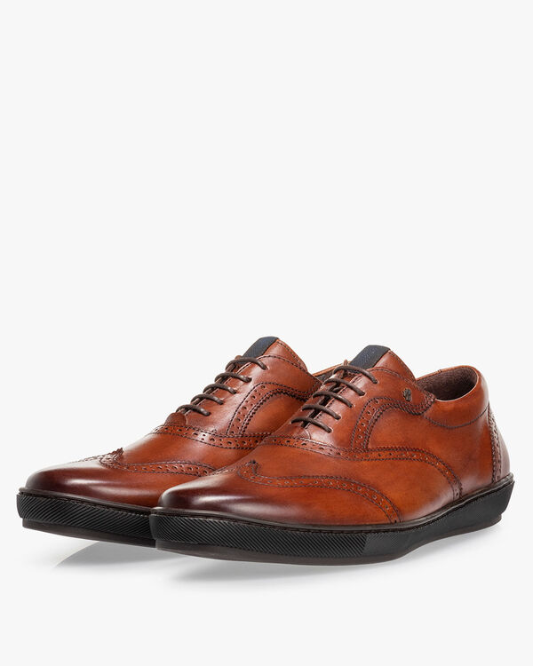 Sneaker calf leather dark cognac