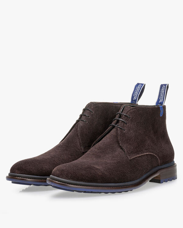 Lace boot suede dark brown