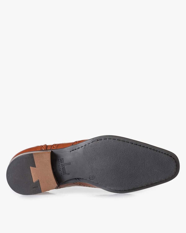 Cognac-coloured calf leather brogue