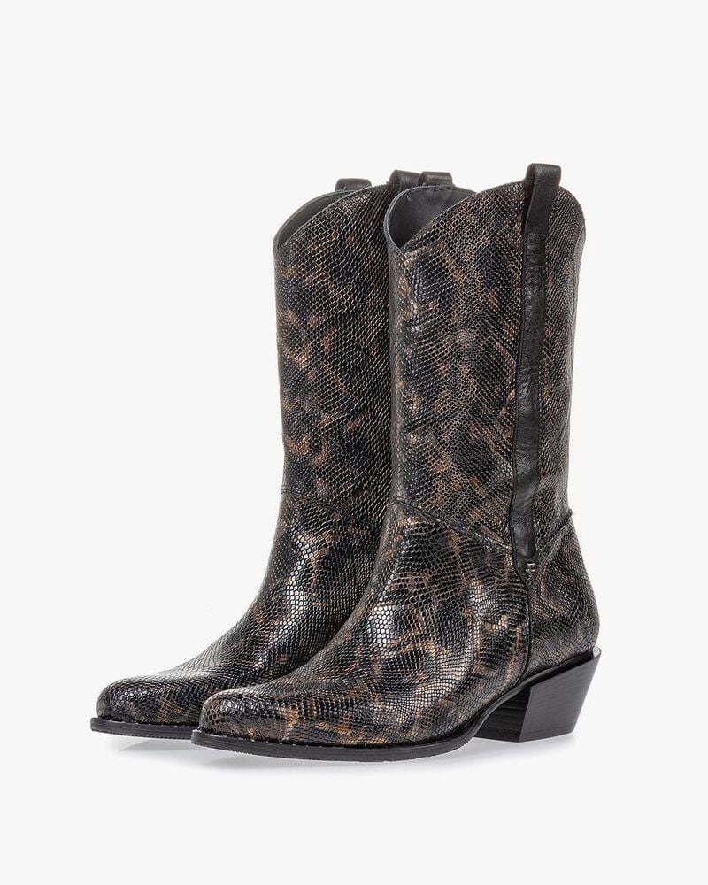 Western boot croco print copper
