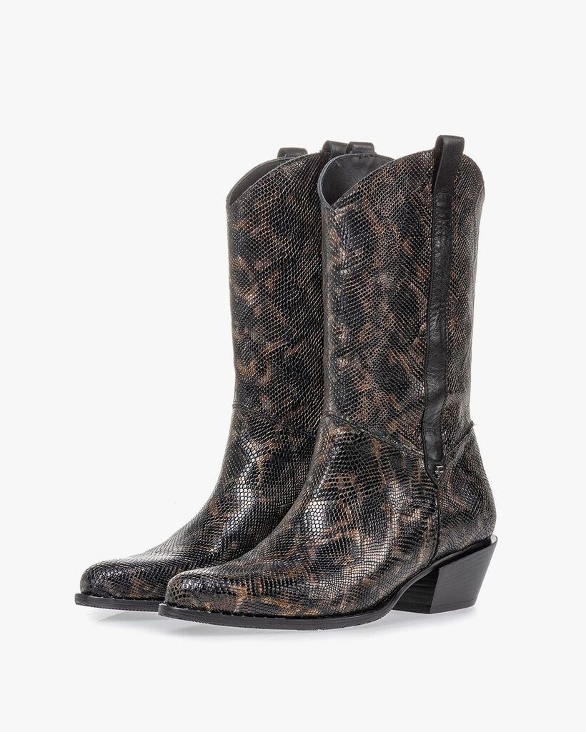 Western boot croco print copper