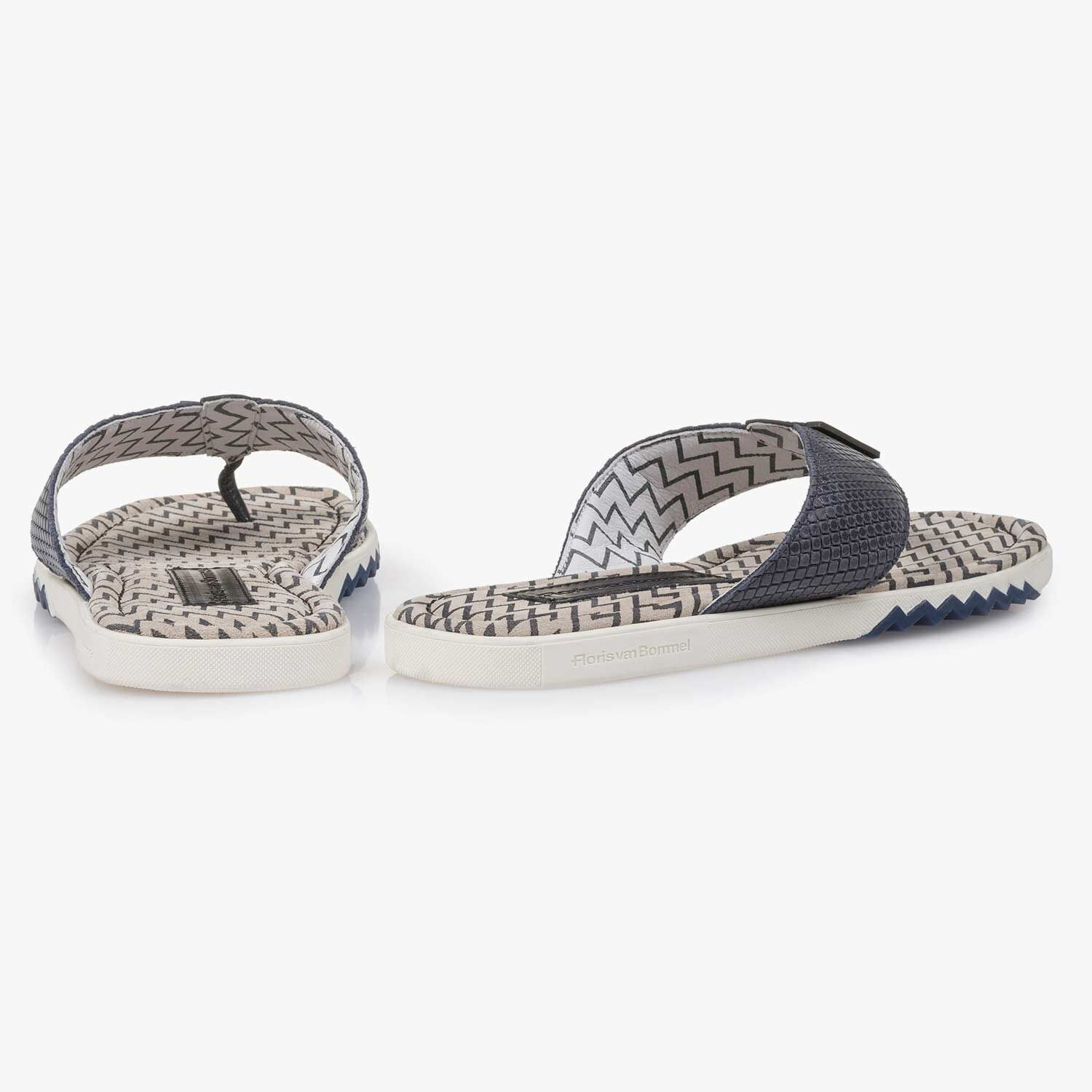 Blue calf leather thong slipper 20201 00 Floris van Bommel