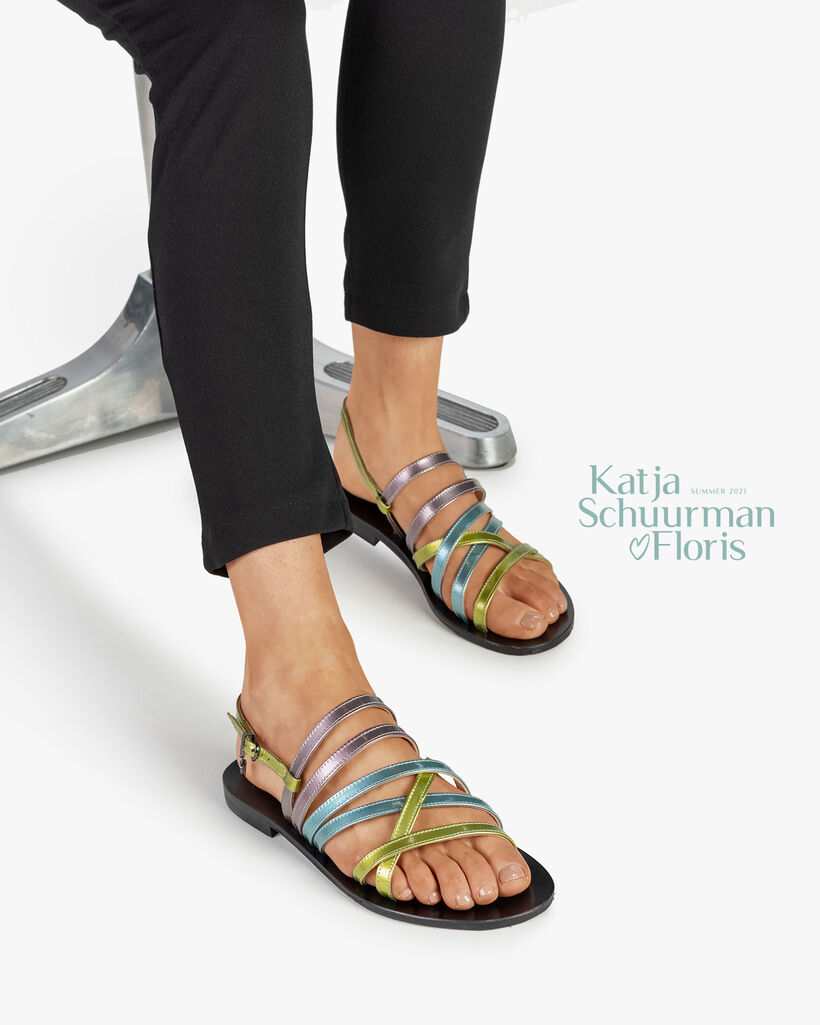 Sandal patent leather green