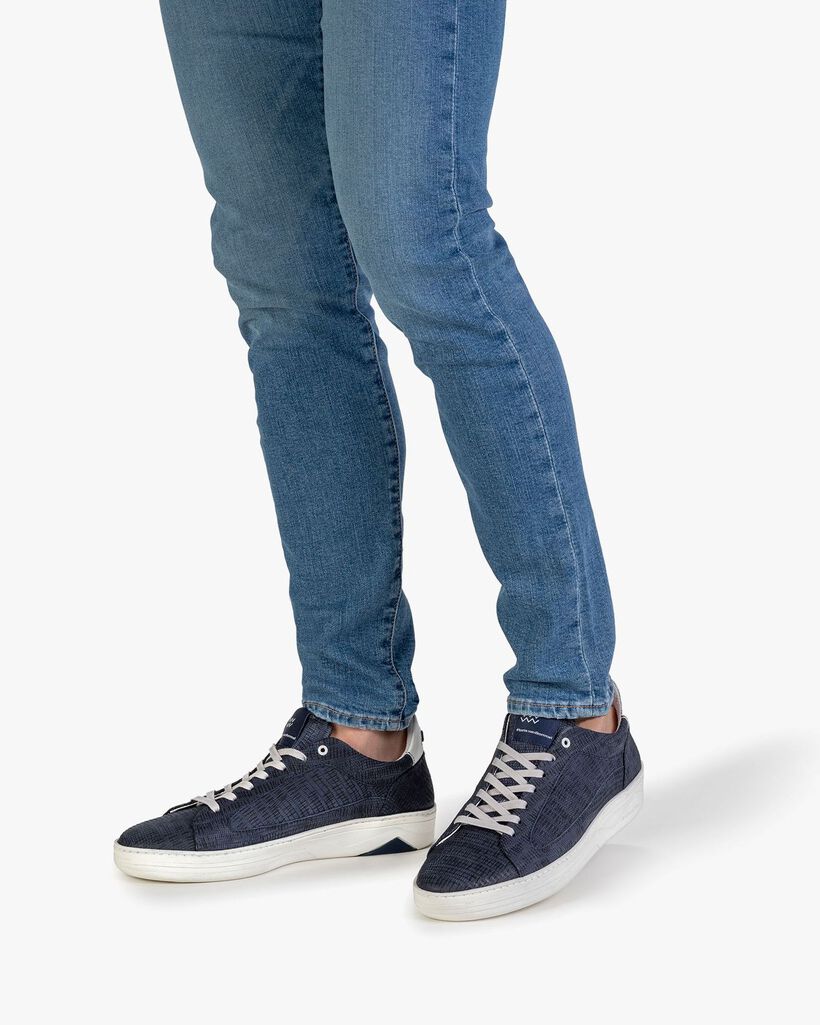 Sneaker printed leather dark blue