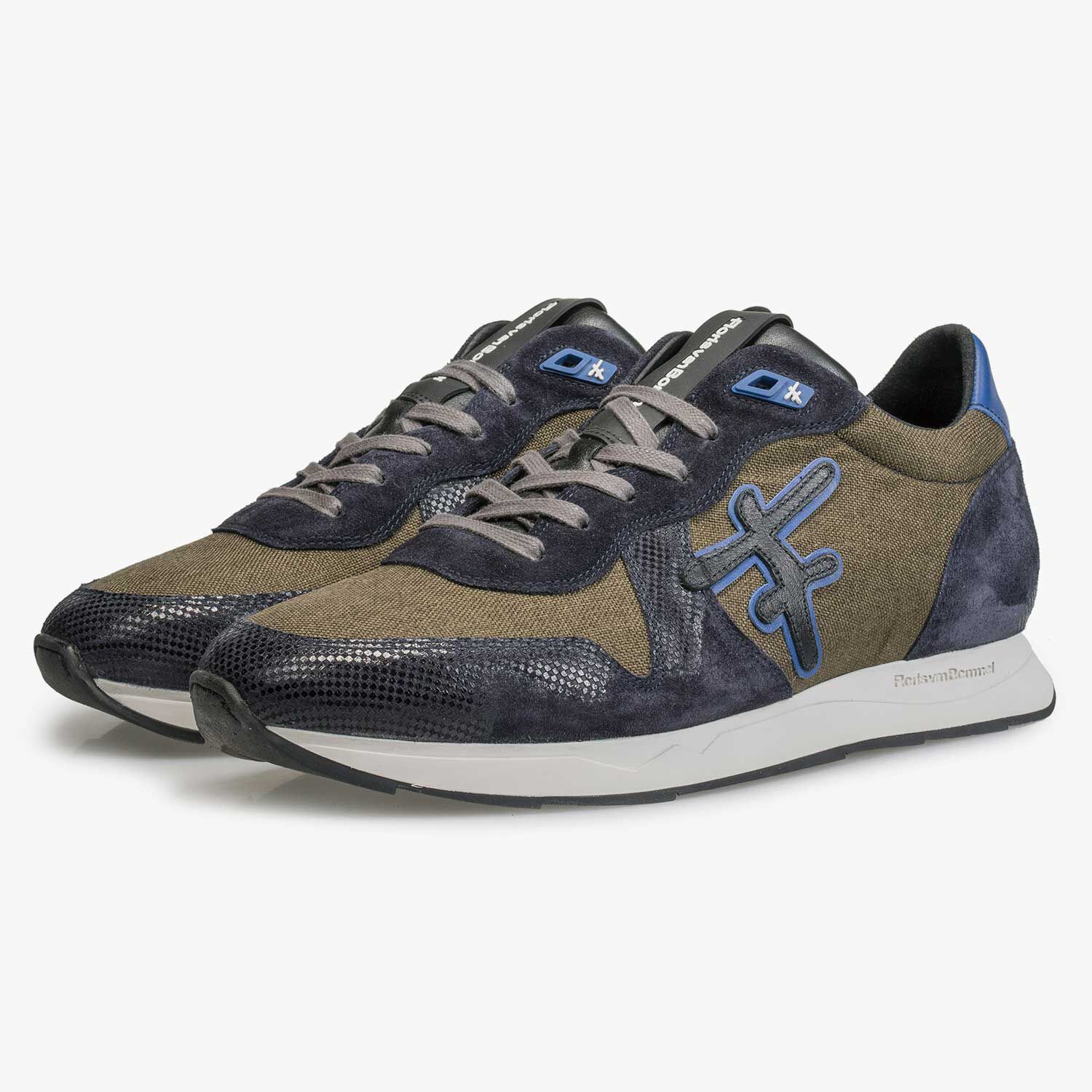 Sneaker with F logo olive green blue 16226 04 Floris van Bommel