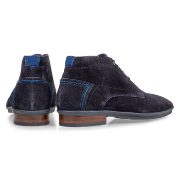 Lace boot blue suede leather