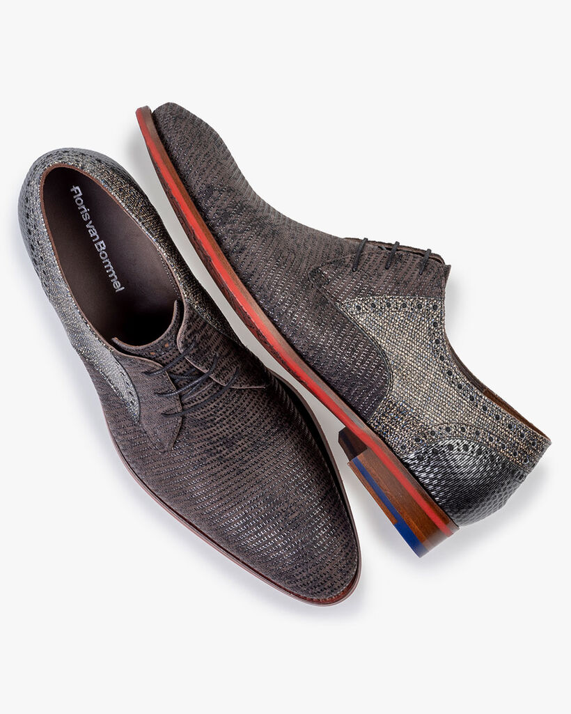 Lace shoe printed suede grey