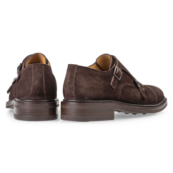 Brown suede double monk
