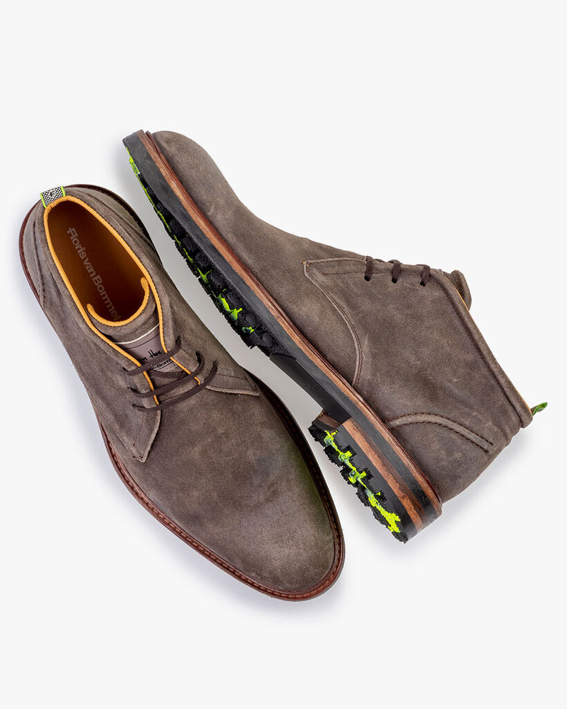 Lace boot suede taupe