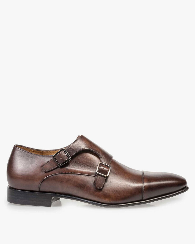 Brown calf leather monk strap